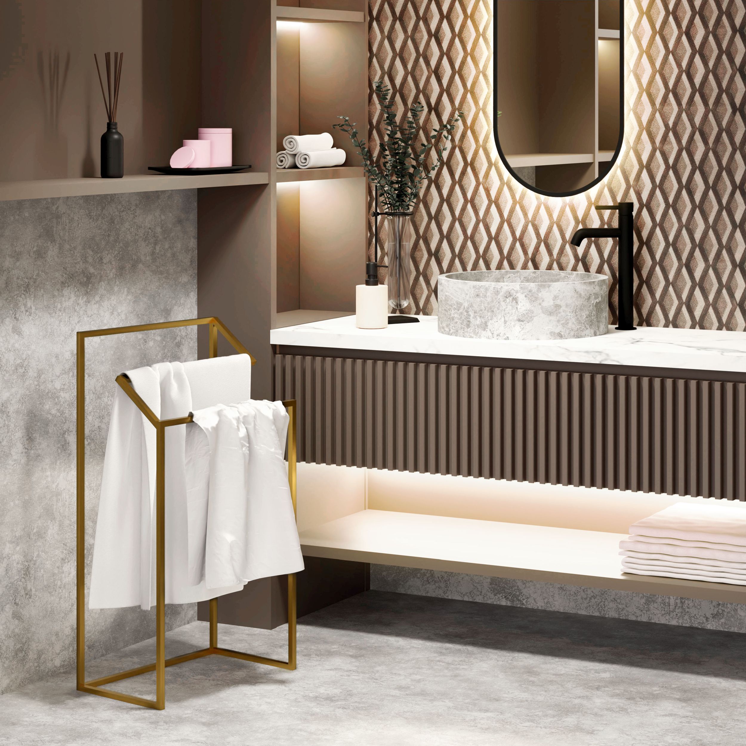 Baltica Design Leif Gold wieszak na ręczniki 50 cm stojący złoty