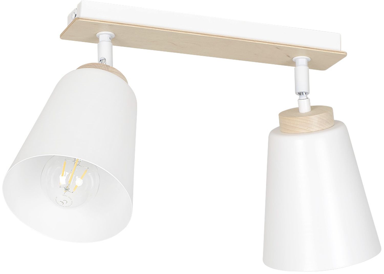 Emibig Atlas lampa podsufitowa 2x15 W biała-drewno 724/2