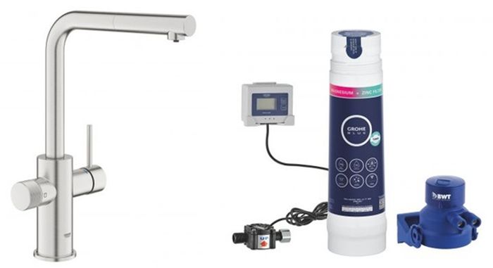 Zestaw Grohe Blue Pure Minta bateria kuchenna stal z filtrem wody Blue (30601DC0, 40875000) - Wysyłka w 24h