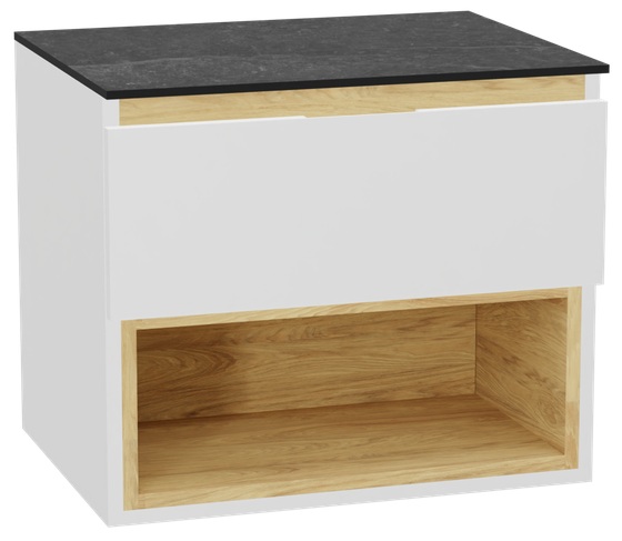 Zestaw Excellent Tuto 2.0 szafka 60 cm podumywalkowa wisząca z blatem biały-dąb-grafit MLEX.2171.K.60.01MA.WHWH