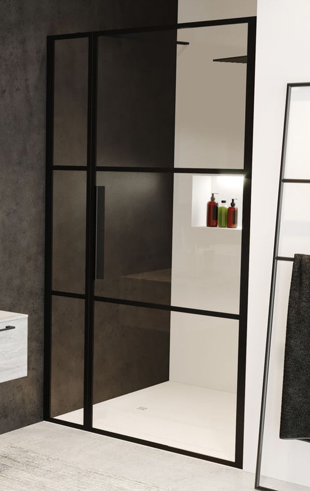 Riho Grid GB104 drzwi prysznicowe 120 cm wnękowe czarny mat/szkło Grid G004005121