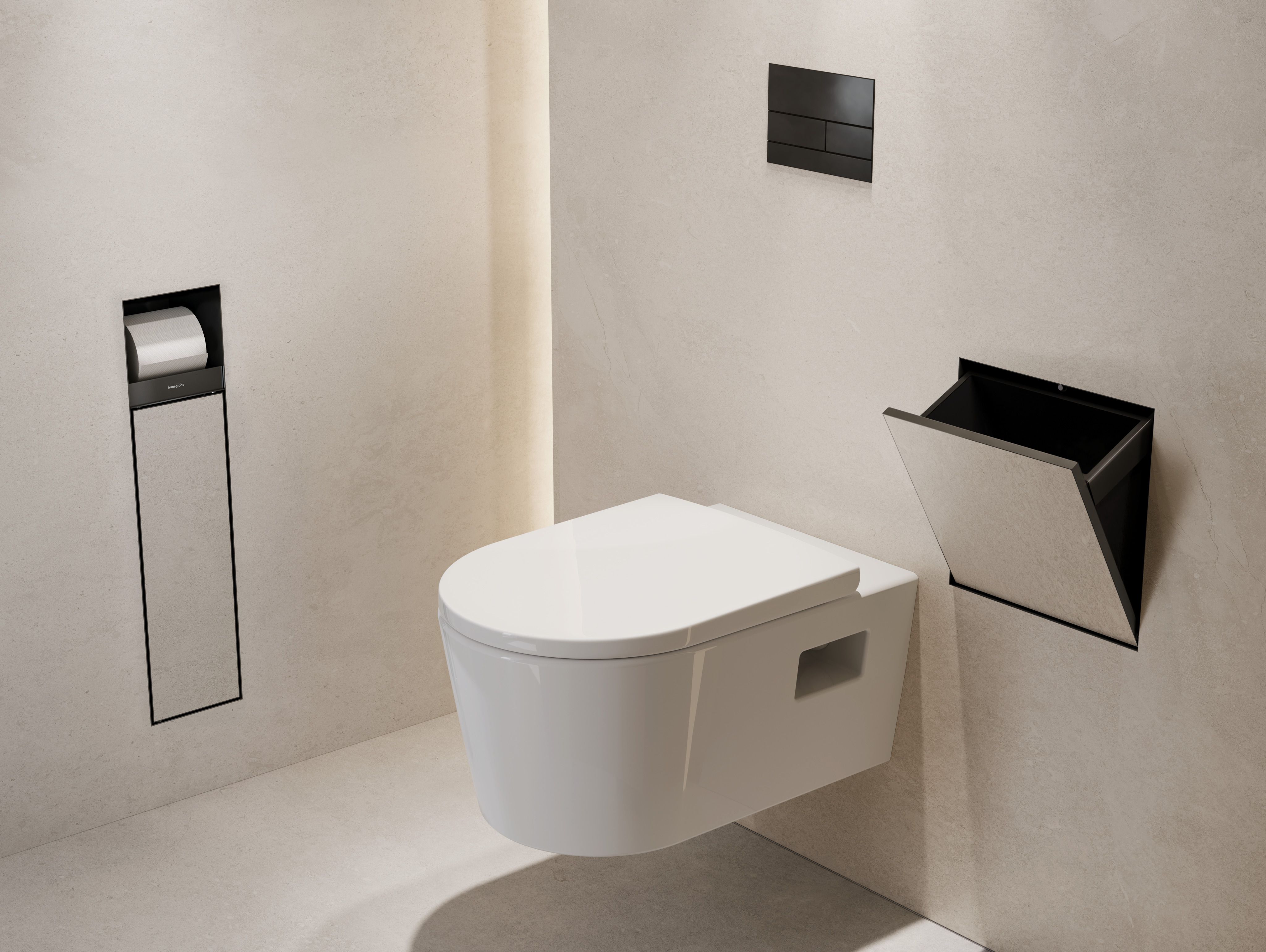 Hansgrohe XtraStoris Rock kosz na śmieci wnękowy 6 l czarny mat 56090670