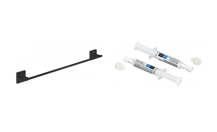 Zestaw Grohe Start Cube drążek na ręcznik czarny i klej montażowy QuickFix (410892430, 41128000)