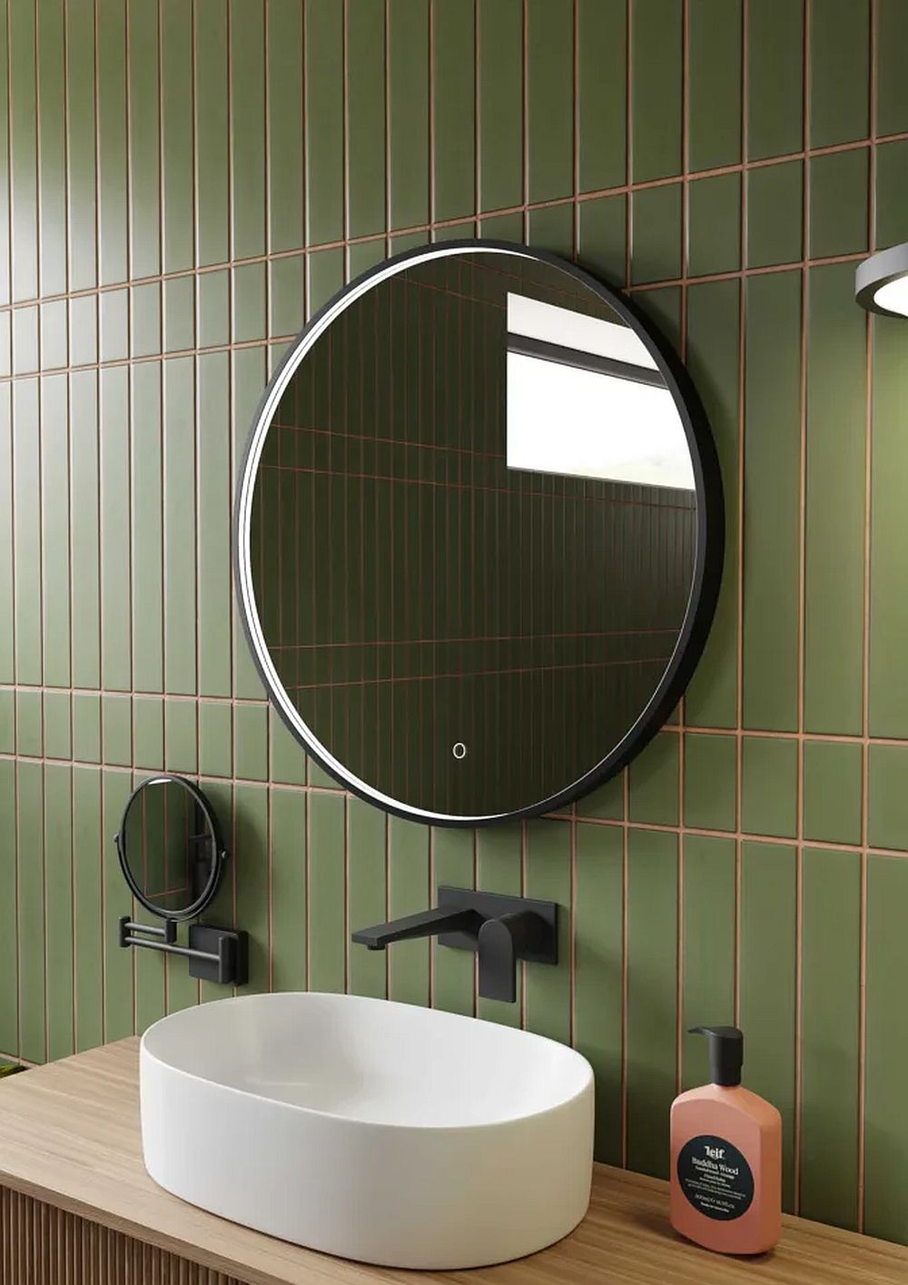 Dubiel Vitrum Coco lustro 70 cm okrągłe z oświetleniem czarne