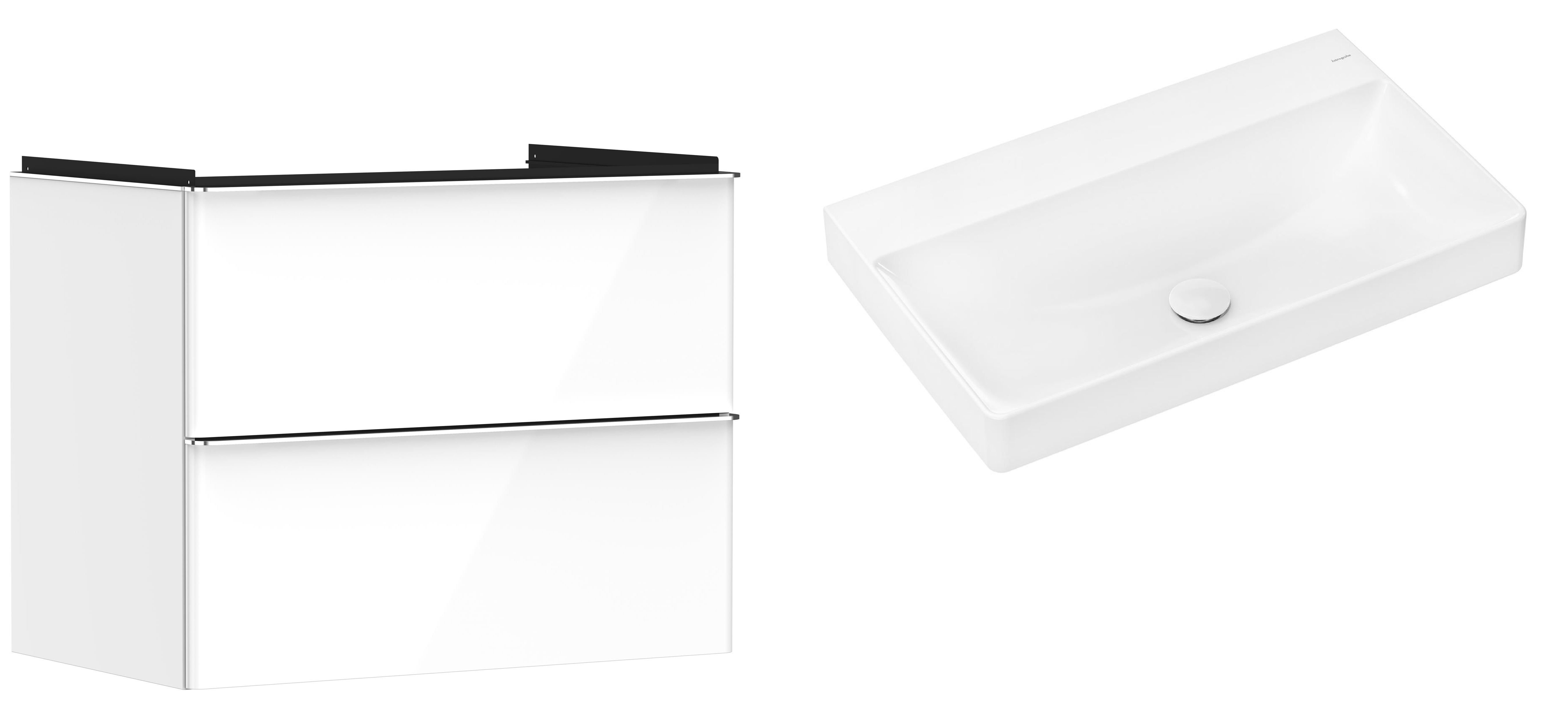 Hansgrohe Xelu Q szafka wisząca z umywalką 80x48 cm biały wysoki połysk/chrom/biały (54027000, 61021450)