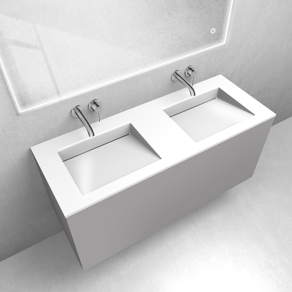 Zestaw Oltens Lun szafka podumywalkowa 120 cm z umywalką Stila LavaForm kaszmir/biały połysk 68766900