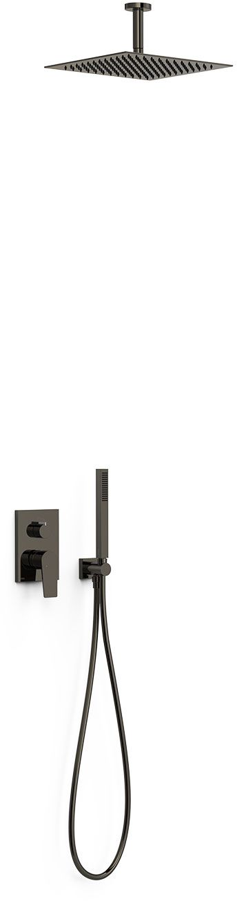 Tres Project zestaw prysznicowy podtynkowy z deszczownicą czarny metalizowany 21128003KM