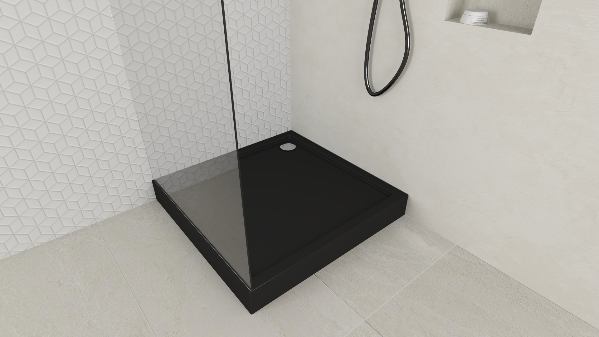 Schedline Favory Plus Black Mat brodzik kwadratowy z syfonem 90x90 cm czarny 3ST.F1K-9090/C/MG