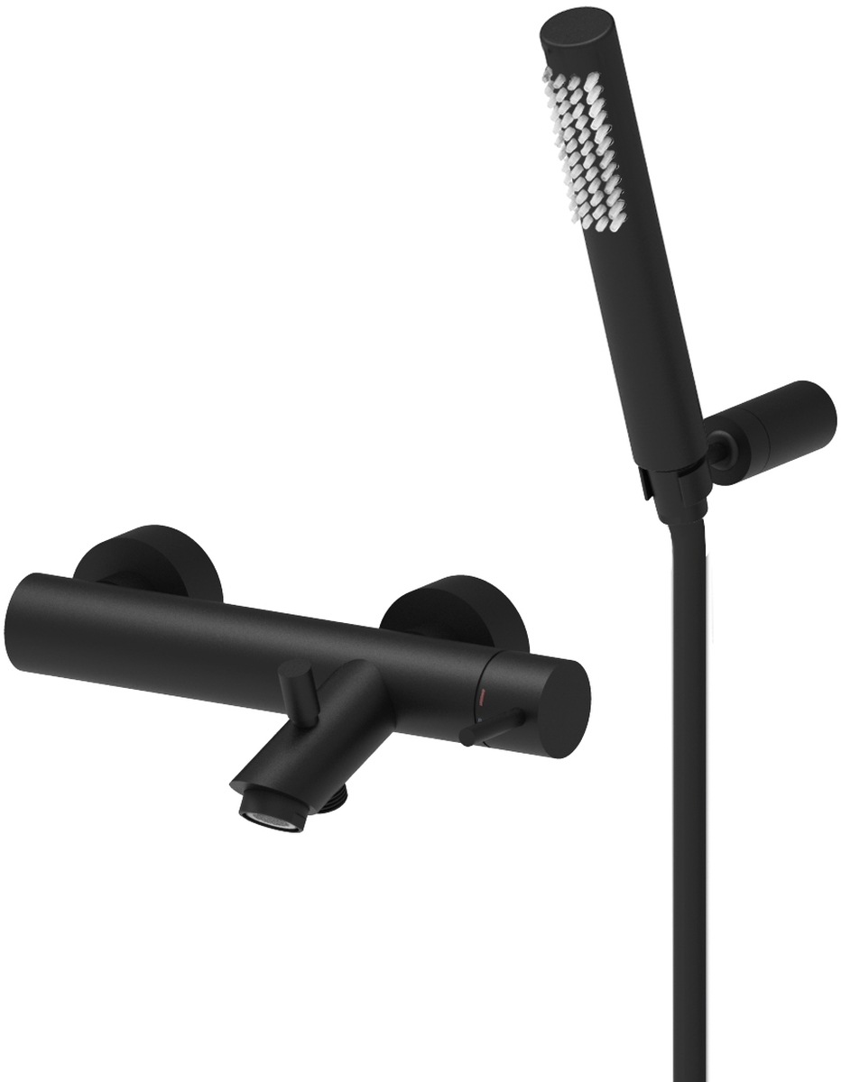 Paffoni Light bateria wannowo-prysznicowa ścienna czarny mat LIG023NO