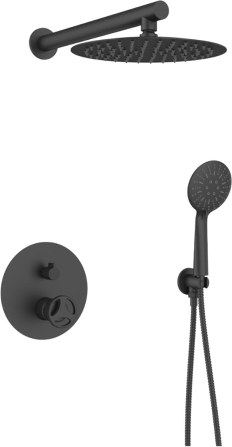 Sea-Horse Loftea Black zestaw prysznicowy podtynkowy z deszczownicą czarny mat BJV409B