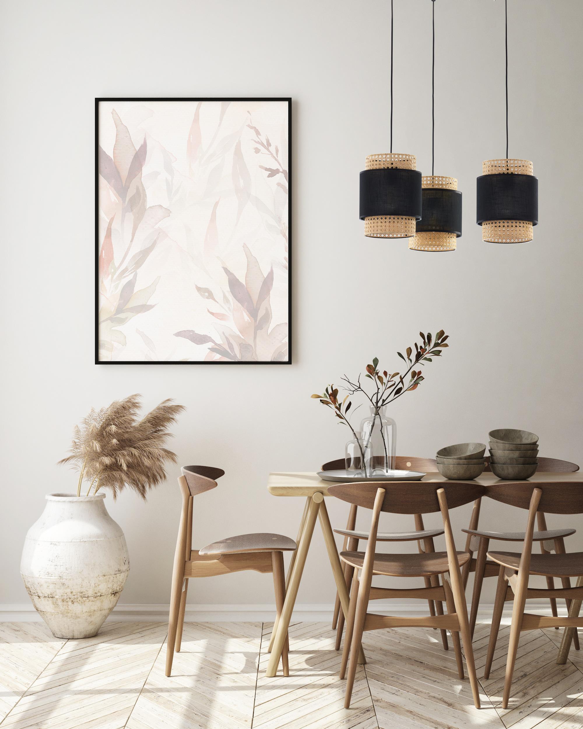 TK Lighting Boho Black lampa wisząca 3x15W czarny/beżowy 6549