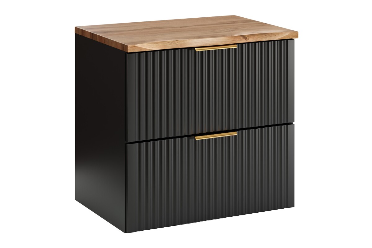 Zestaw Comad Adel Black szafka 60 cm podumywalkowa wisząca z blatem czarny/dąb SET-ADB B NAT WOTAN 60CM - Wysyłka w 24h