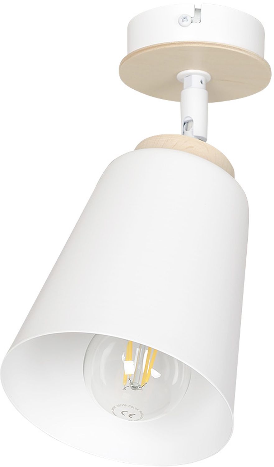 Emibig Atlas lampa podsufitowa 1x15 W biała-drewno 724/1