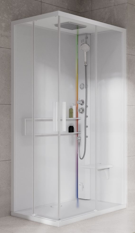 Novellini Glax 2 2.0 A kabina z hydromasażem 100x80 cm prawa parowa z brodzikiem total biała G22A198DT5-1UU