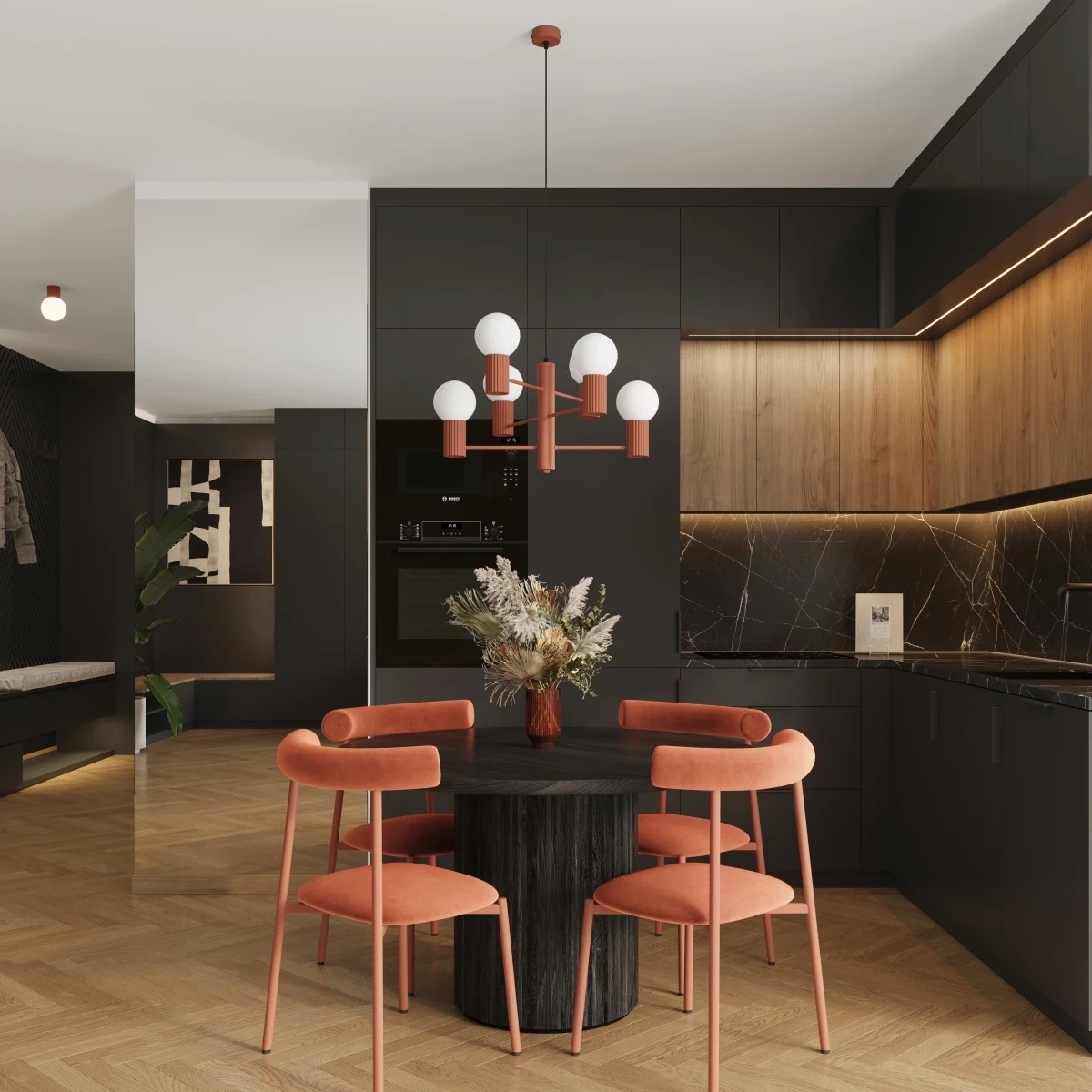 Sollux Lighting Halo lampa wisząca 6x8 W ochra czerwona SL.1833