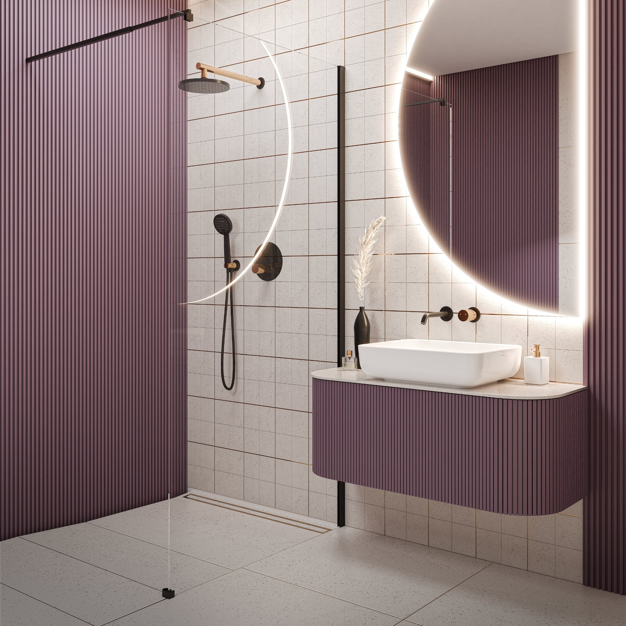 Invena Moonlight zestaw prysznicowy podtynkowy z deszczownicą czarny/gold rose BS-77-014