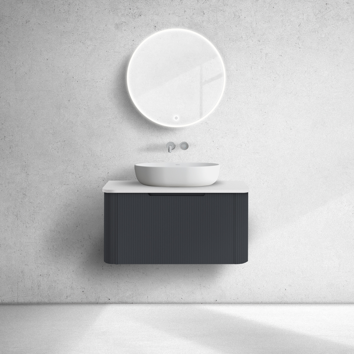 Oltens Hamnes szafka 80 cm podumywalkowa wisząca z blatem czarny mat/biały mat 68670300 - Wysyłka w 24h