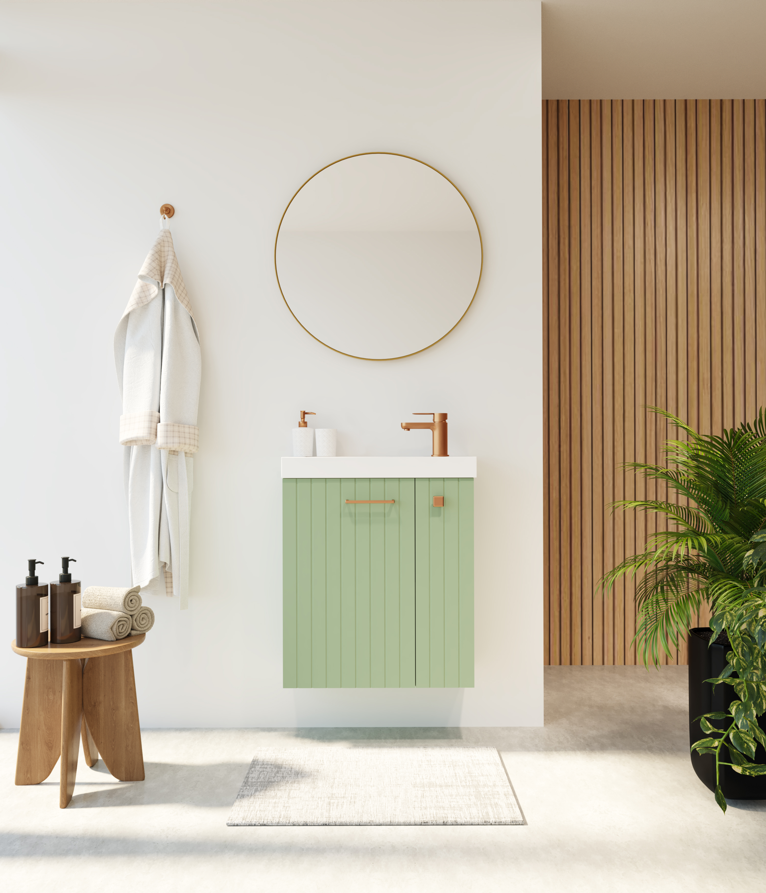 Uptrend Nook umywalka z szafką i uchwytami 55 cm szałwia mat/miedziany 010SU5506TR41366