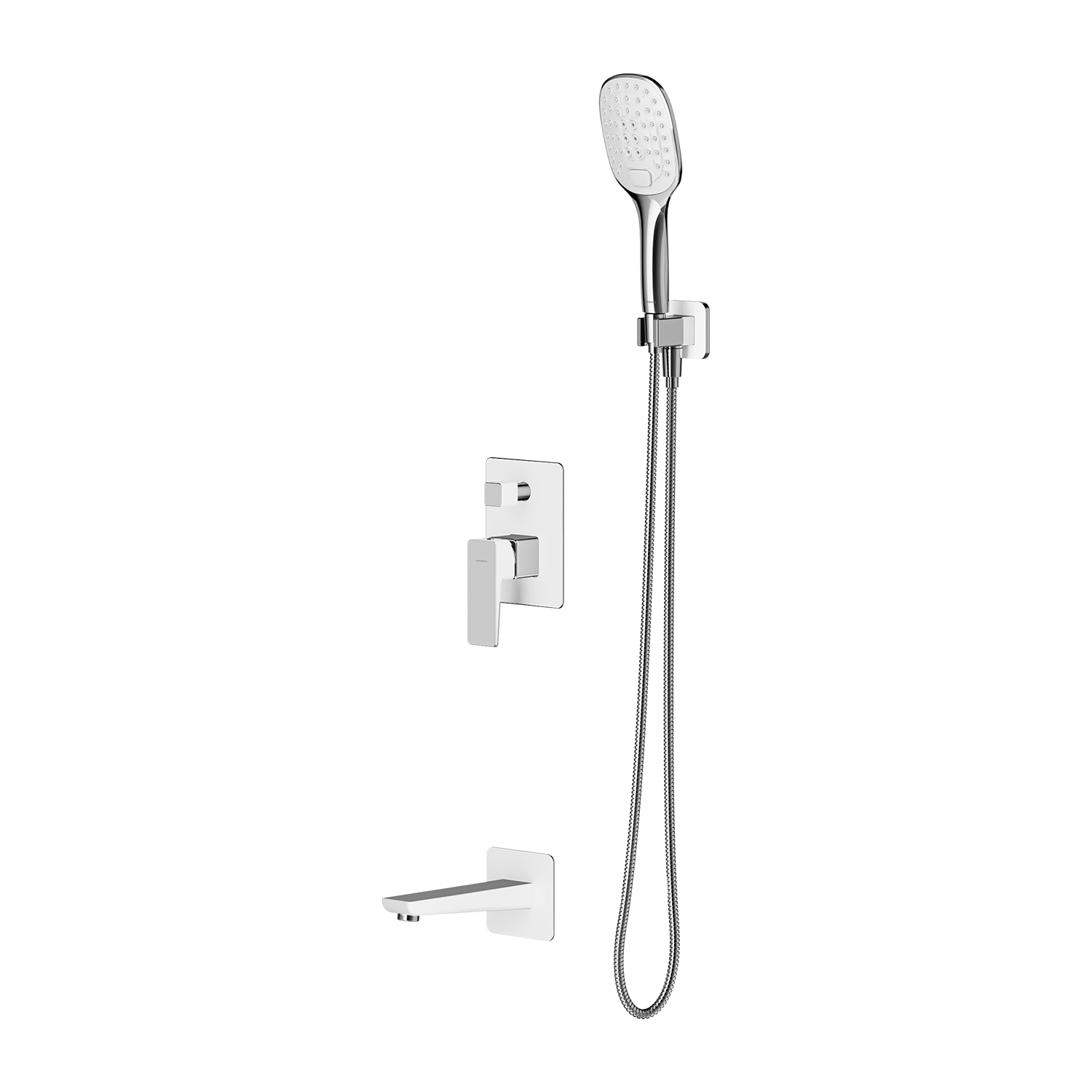Omnires Parma zestaw prysznicowy podtynkowy z wylewką chrom/biały SYSPMW01CRB