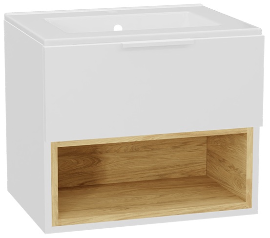 Zestaw Excellent Tuto 2.0 szafka 60 cm podumywalkowa wisząca z umywalką As biały-dąb/biały MLEX.2171.K.60.0236.WHWH