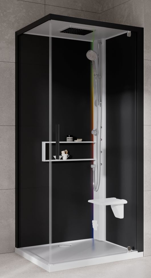 Novellini Glax 2 2.0 G+F kabina z hydromasażem 80 cm kwadratowa prawa parowa z brodzikiem biała G22GF80DM5-1UH