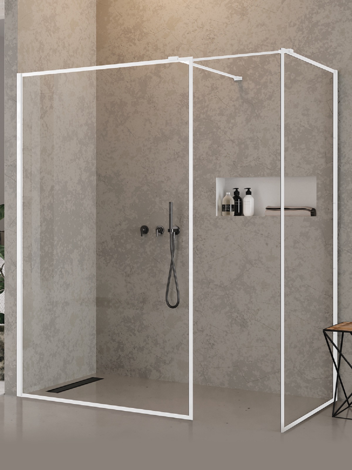 New Trendy New Modus White kabina prysznicowa walk-in 130x90 cm biały mat/szkło przezroczyste EXK-2319