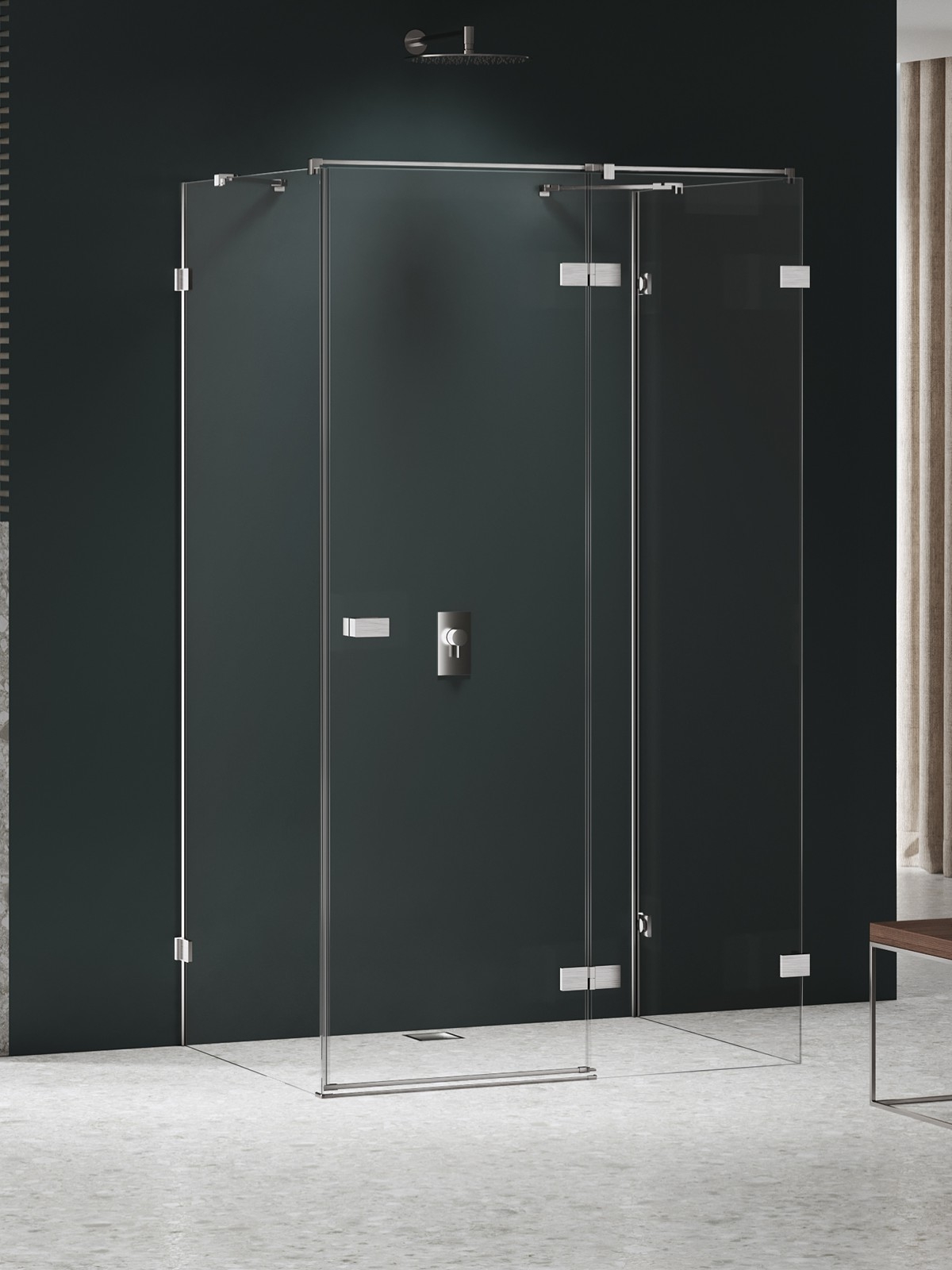 New Trendy Avexa Nickel Brushed kabina prysznicowa 110x90 cm prostokątna przyścienna prawa nikiel szczotkowany/szkło przezroczyste ...