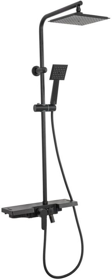 Rea Bravo Black zestaw wannowo-prysznicowy ścienny z deszczownicą czarny REA-P0636