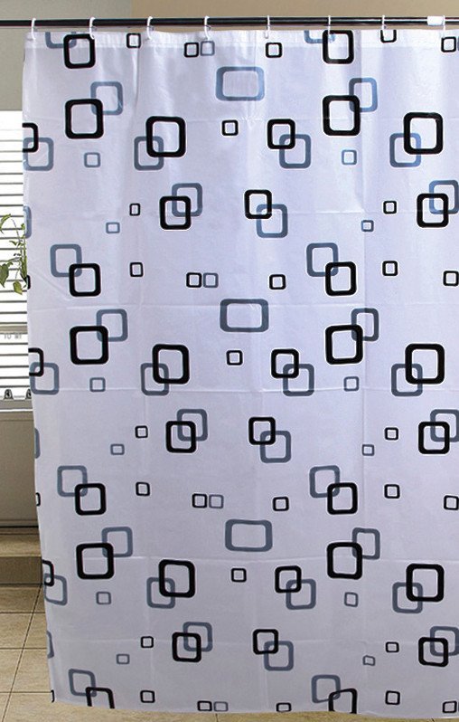 Aqualine zasłona prysznicowa 180x180 cm winyl biały/niebieski/czarny ZV010