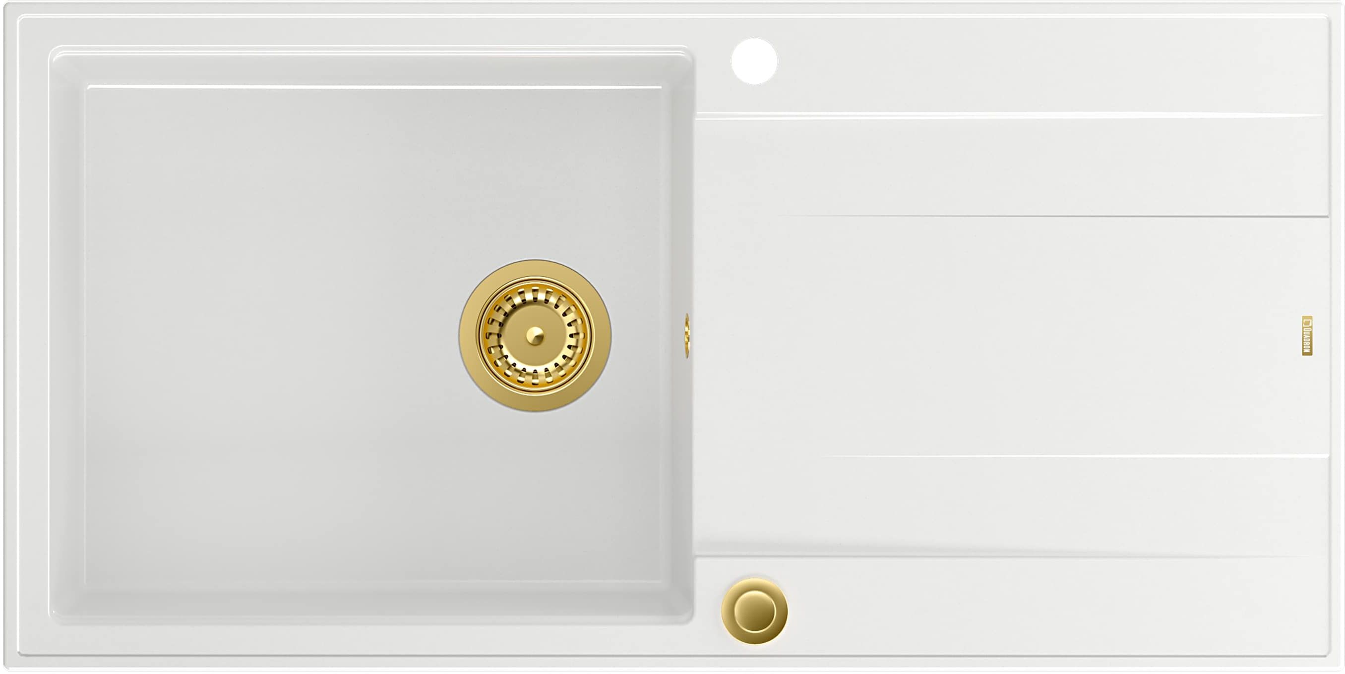 Quadron Evan 146XL zlewozmywak 100x50 cm GraniteQ snow white/złoty HCQE10050U1_PVDG1_P2O