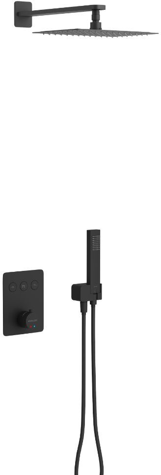 Excellent Krotos zestaw prysznicowy podtynkowy termostatyczny z deszczownicą czarny AREX.SET.8046BL