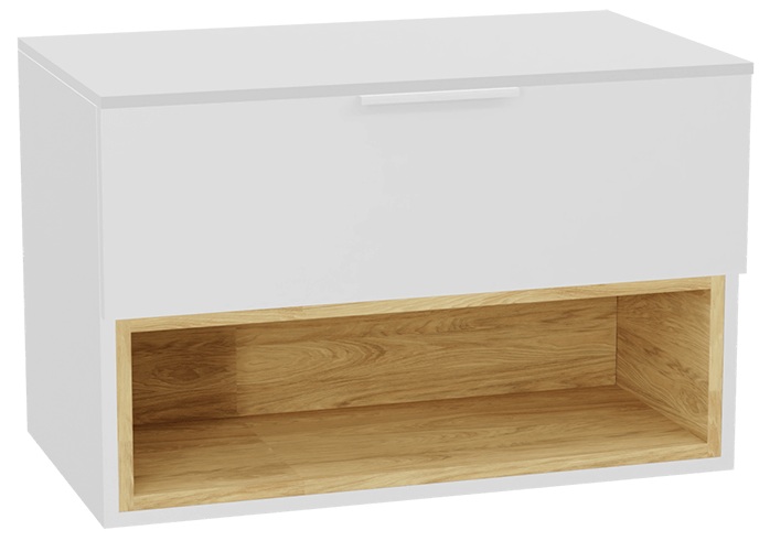 Zestaw Excellent Tuto 2.0 szafka 80 cm podumywalkowa wisząca z blatem biały-dąb MLEX.2171.K.80.021W.WHWH