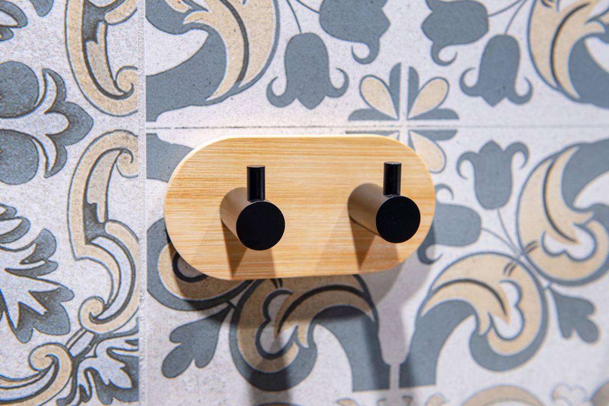 AWD Interior wieszak na ręcznik podwójny czarny/brązowy AWD02091764