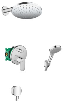 Zestaw Hansgrohe Vernis Blend bateria prysznicowa podtynkowa i komplet natryskowy z deszczownicą chrom (26277000, 27809000, 71466000, ... - Wysyłka w 