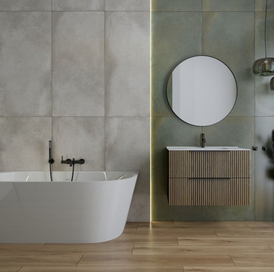 LaVita Oklahoma szafka 80,5x46x54,2 cm podumywalkowa wisząca czarna-drewno