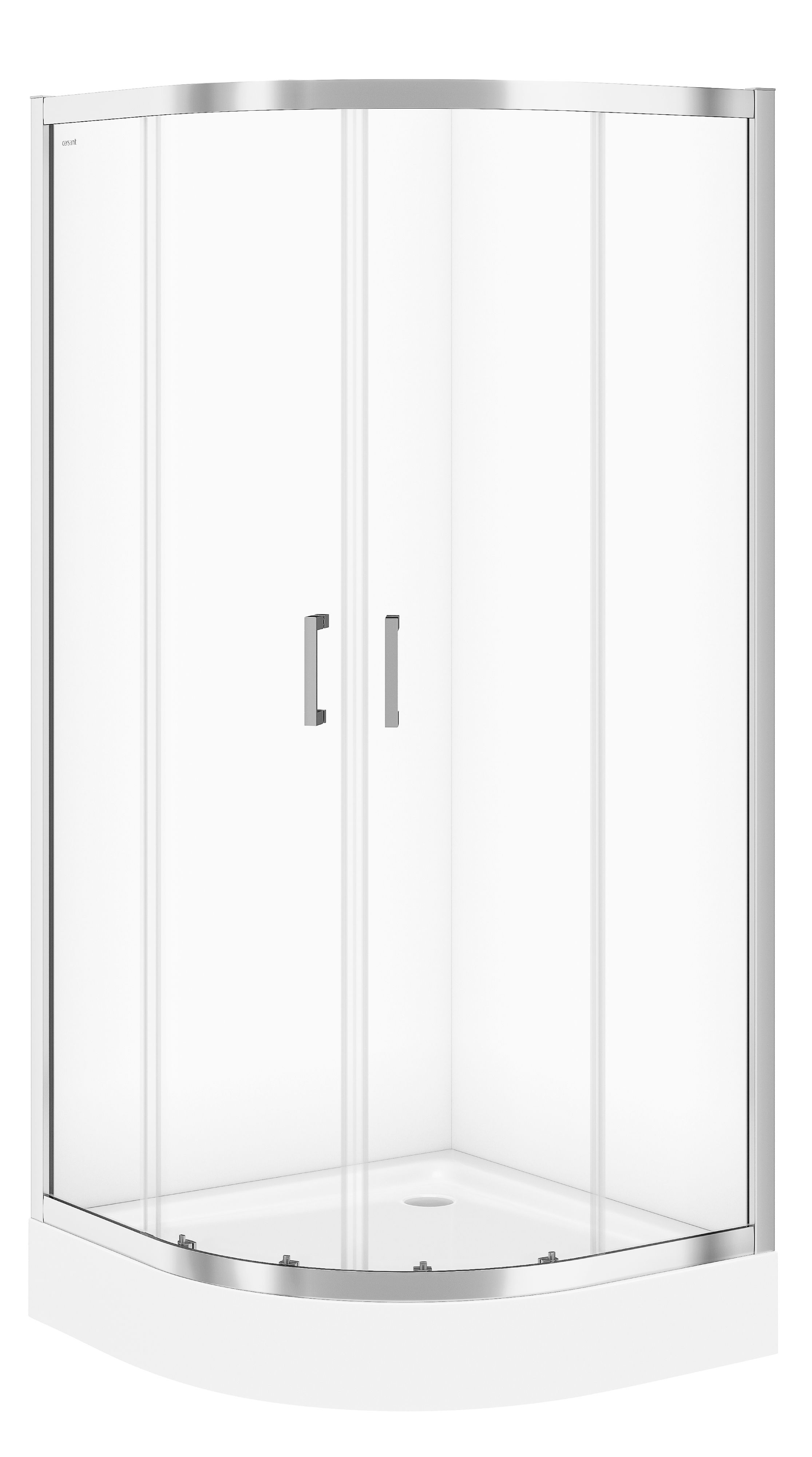 Cersanit Basic kabina z brodzikiem 90x90 cm półokrągła chrom połysk/szkło przezroczyste S601-118