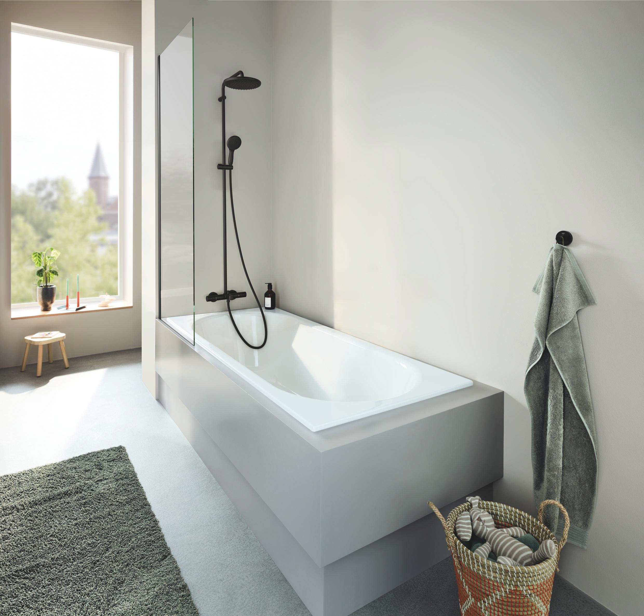 Grohe Vitalio Start System zestaw prysznicowy ścienny termostatyczny z deszczownicą czarny 269882431