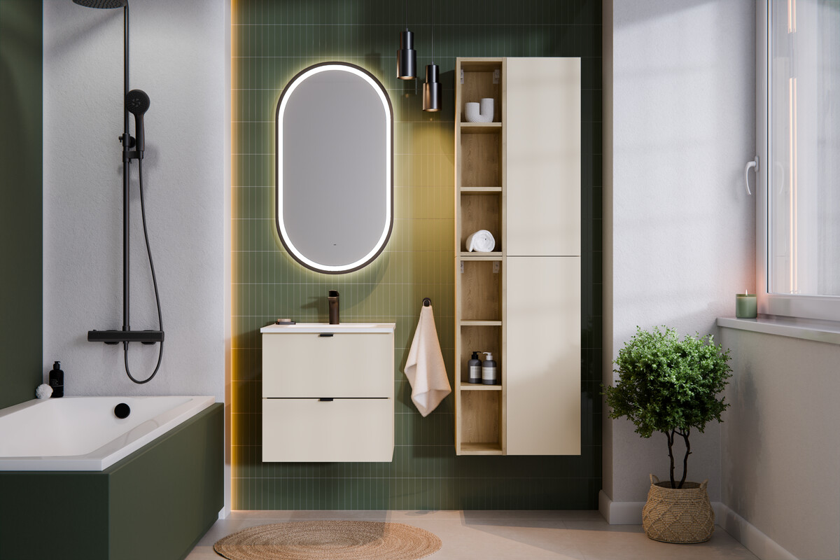 Zestaw Comad Dalia Cashmere dwie szafki boczne górne wiszące i dwa regały boczne kaszmir/dąb SET-DC 2SP 2UR - Wysyłka w 24h