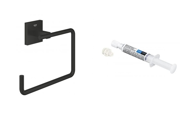 Zestaw Grohe Start Cube wieszak na ręcznik czarny i klej montażowy QuickGlue (409752430, 41127000)