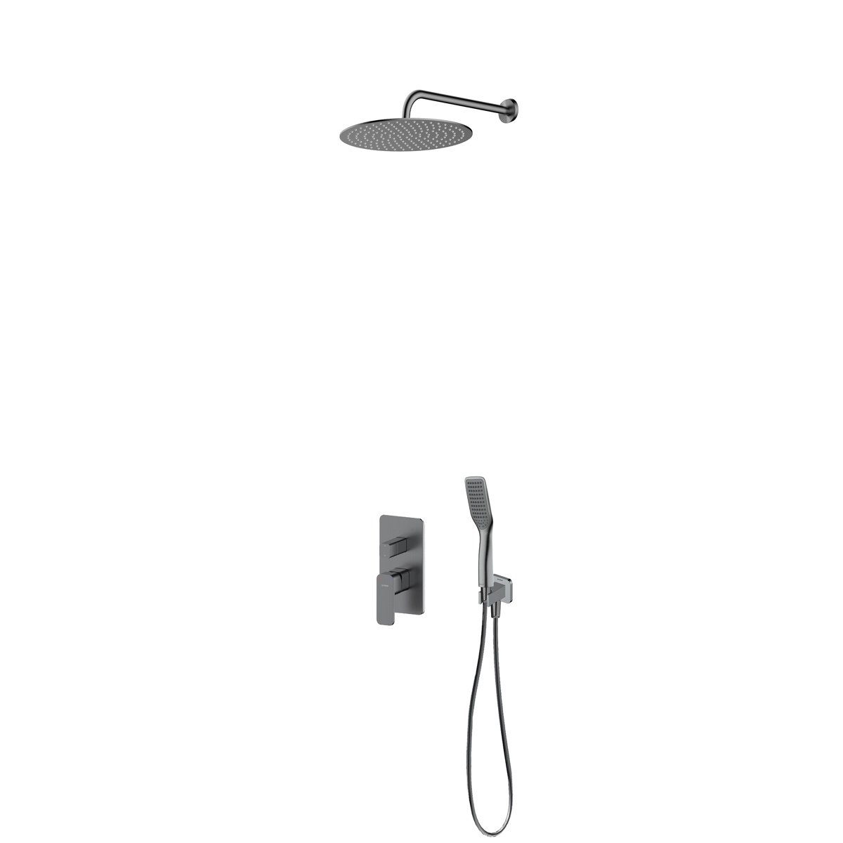 Oltens Hadsel zestaw bateria wannowo-prysznicowa podtynkowa z deszczownicą Vindel i słuchawką 1-funkcyjną Tinde grafit 36042400 - Wysyłka w 24h
