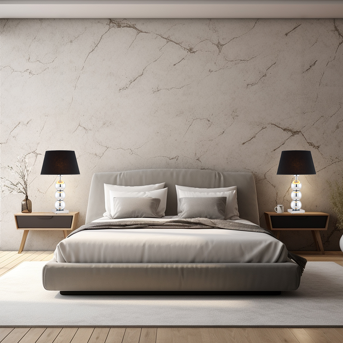 Argon Fudżi lampa stołowa 1x15W czarny/chrom 3622