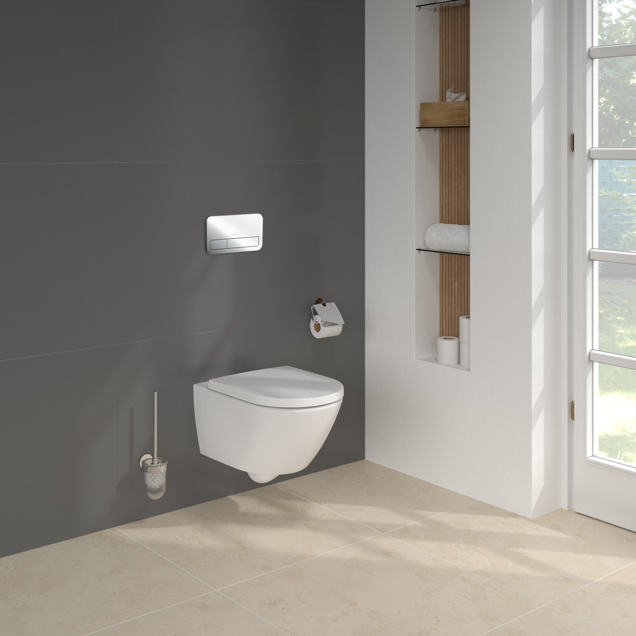 Zestaw Villeroy & Boch Subway 3.0 stelaż podtynkowy miska WC wisząca z deską i przycisk chrom połysk (92242700, 4670TSR1, 92249061) - Wysyłka w 24h