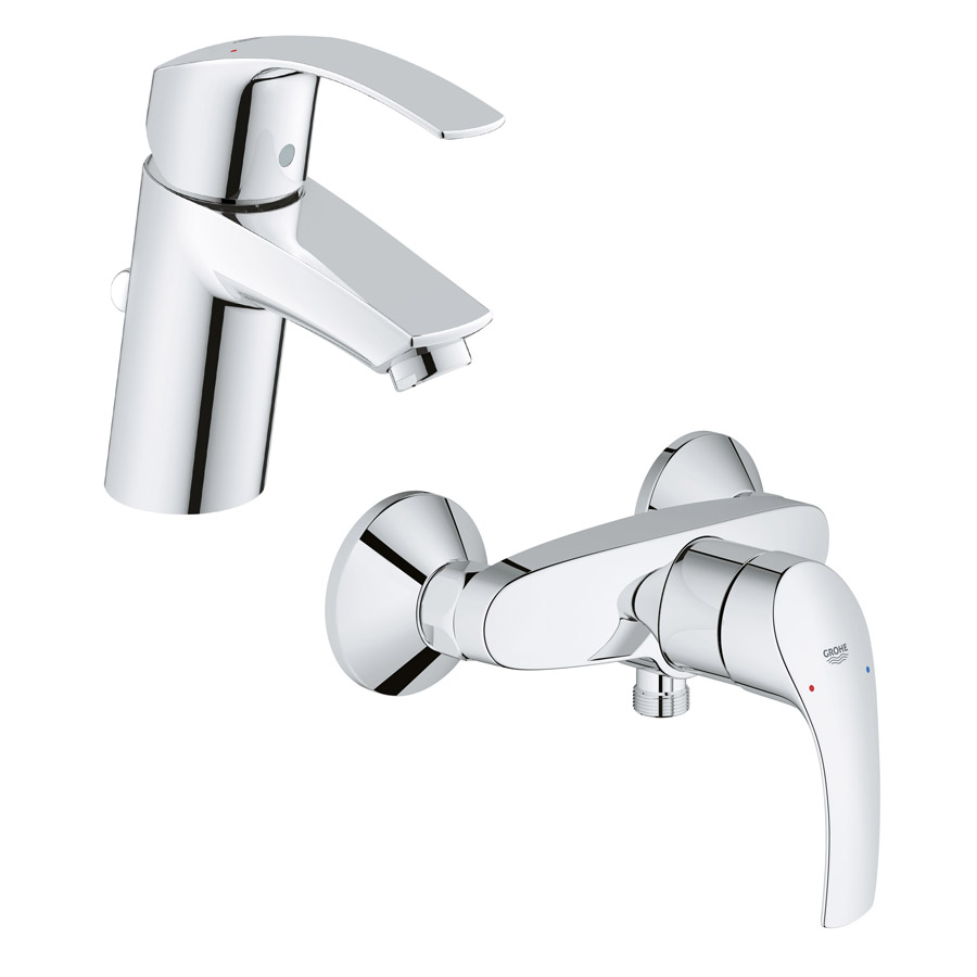 Grohe Eurosmart New zestaw baterii umywalkowa i prysznicowa ścienna chrom (33265002, 33555002) - Wysyłka w 24h