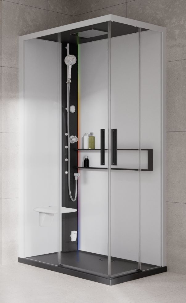 Novellini Glax 2 2.0 A kabina z hydromasażem 100x80 cm lewa parowa z brodzikiem czarna G22A198SM5-1HU