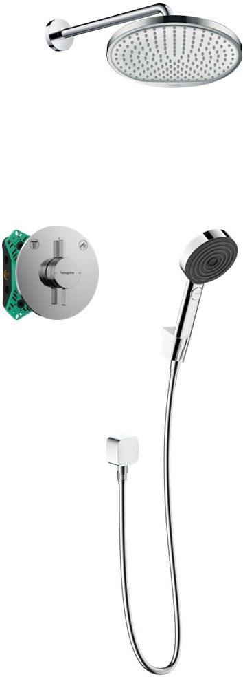 Zestaw prysznicowy Hansgrohe DuoTurn S podtynkowy z deszczownicą chrom (75418000; 26724000; 27413000; 26457000; 24302000; 01500180)