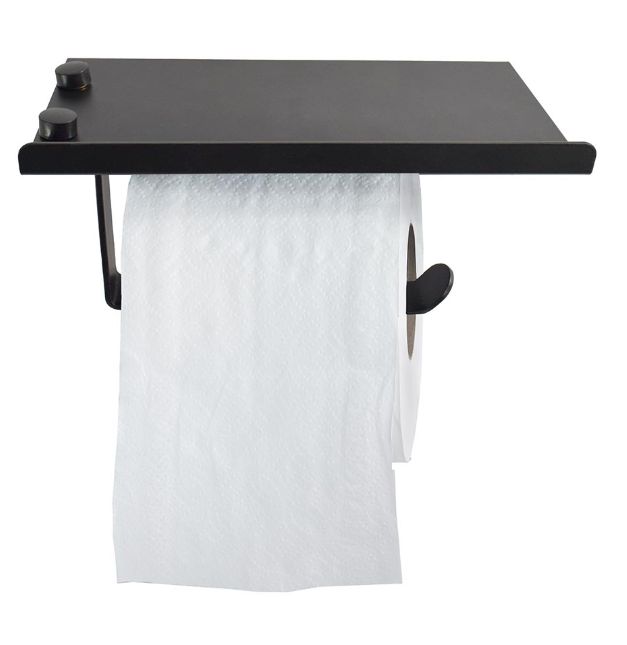 Sepio uchwyt na papier toaletowy z półką czarny 10UCPATOBLASM
