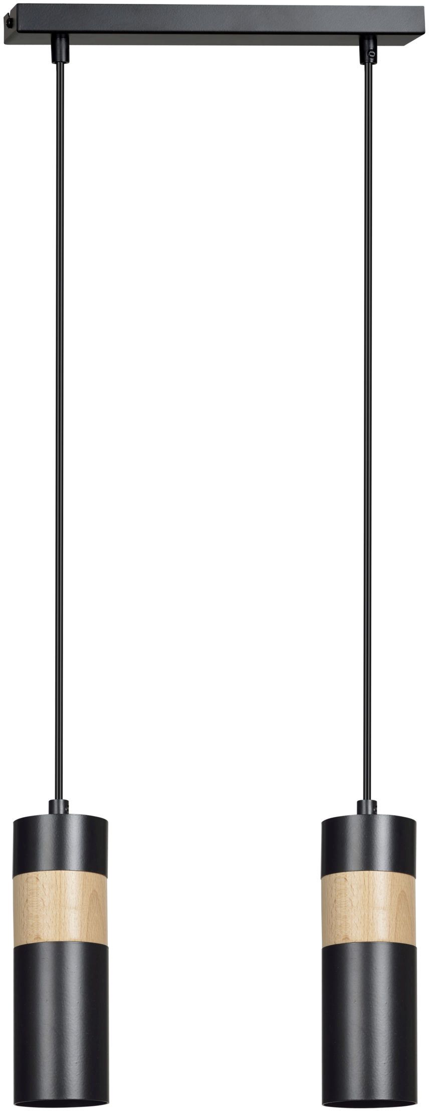 Emibig Akari lampa wisząca 2x8 W czarna-drewno 732/2 - Wysyłka w 24h