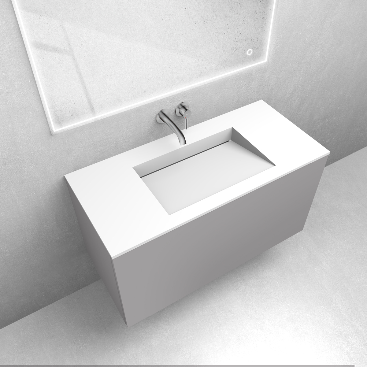 Zestaw Oltens Lun szafka podumywalkowa 100 cm z umywalką Stila LavaForm kaszmir/biały mat 68763900