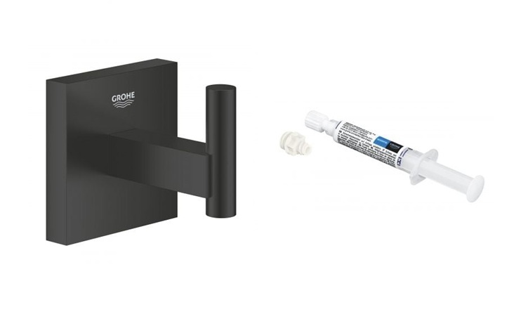 Zestaw Grohe Start Cube wieszak na ręcznik czarny i klej montażowy QuickGlue (409612430, 41127000)
