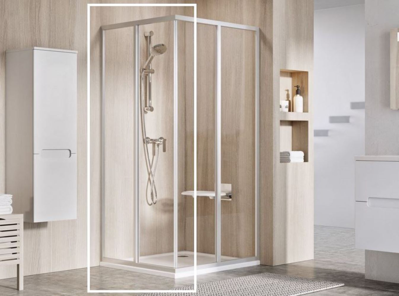 Ravak Supernova SRV2-80 S drzwi prysznicowe 80 cm przesuwne częściowe 1/2 satyna/szkło przezroczyste 14V40UO2Z1